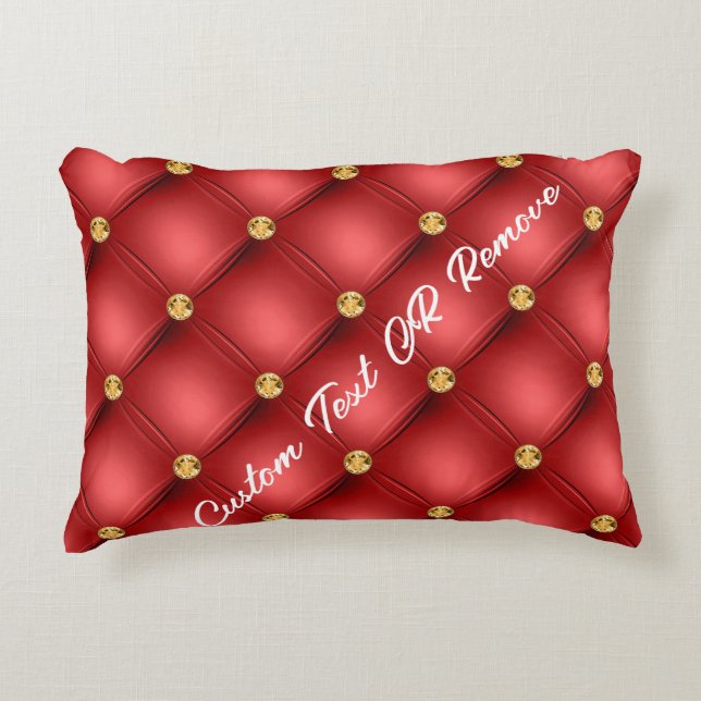 Almohada Roja con Borla Dorada Texto Personalizado (Anverso)