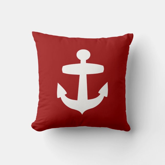 Almohada roja contemporánea del ancla (Anverso)