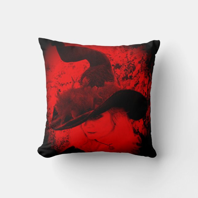 Almohada roja de bruja pagana Wiccan Cushion (Anverso)