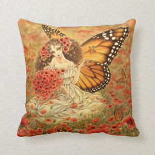 Almohada roja de la fantasía de la amapola