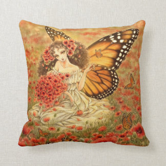 Almohada roja de la fantasía de la amapola