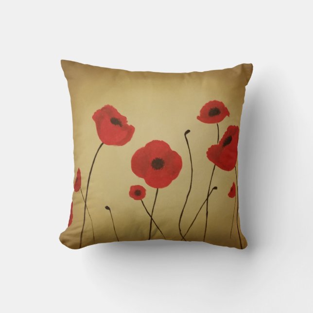 Almohada roja de la flor de la amapola (Anverso)
