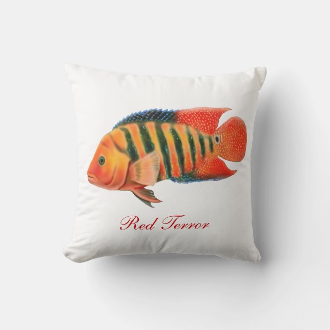 Almohada roja de los pescados de Cichlid del (Anverso)