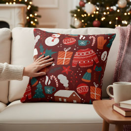 Almohada Roja de Navidad – Diseño Festivo de Vacac