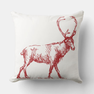 Almohada Roja de Navidad Reno Vintage de Reno