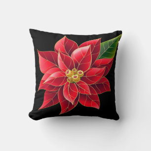 Almohada Roja de Nochebuena Poinsettia