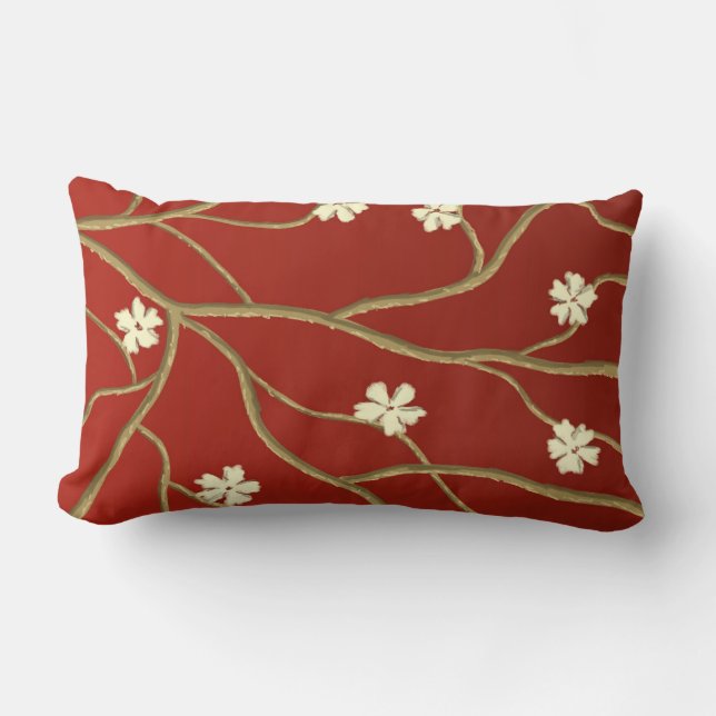 Almohada roja del acento con las ramas (Anverso)