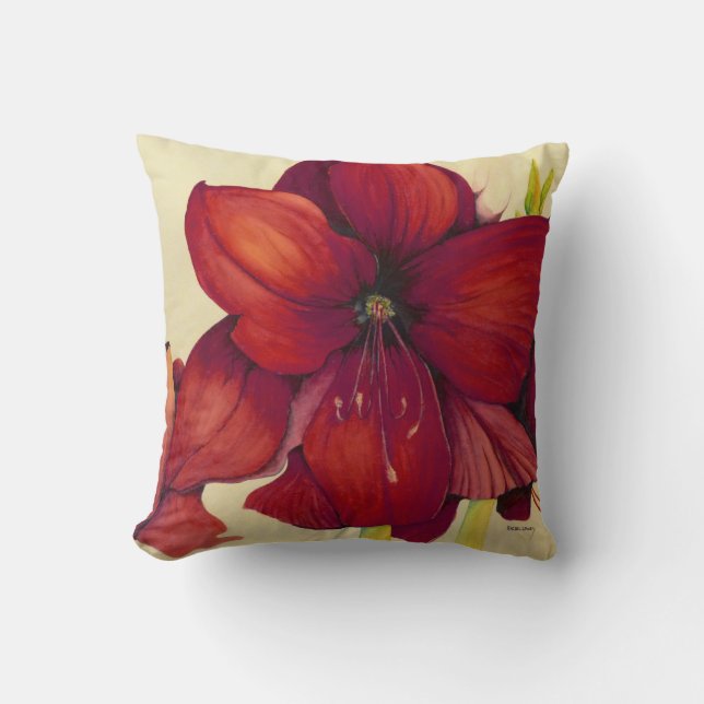 Almohada roja del Amaryllis del navidad (Anverso)