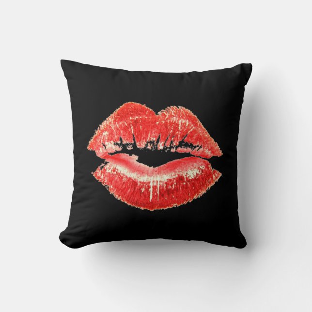 Almohada roja del beso de los labios del lápiz (Anverso)