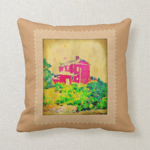 Almohada roja del faro y de la playa
