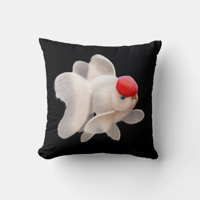 Almohada roja del Goldfish de Oranda del casquillo (Anverso)