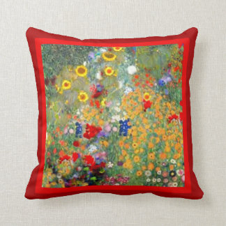 Almohada roja del jardín del estilo de Klimt por