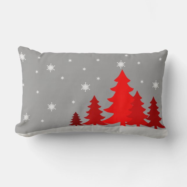 Almohada roja del lumbar de Christmastree (Anverso)