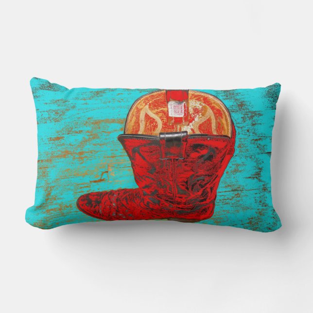 Almohada roja del Lumbar de la bota de vaquero (Anverso)