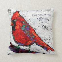 Almohada roja del pájaro