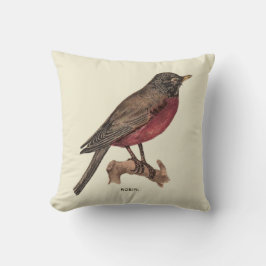 Almohada roja del pecho del petirrojo