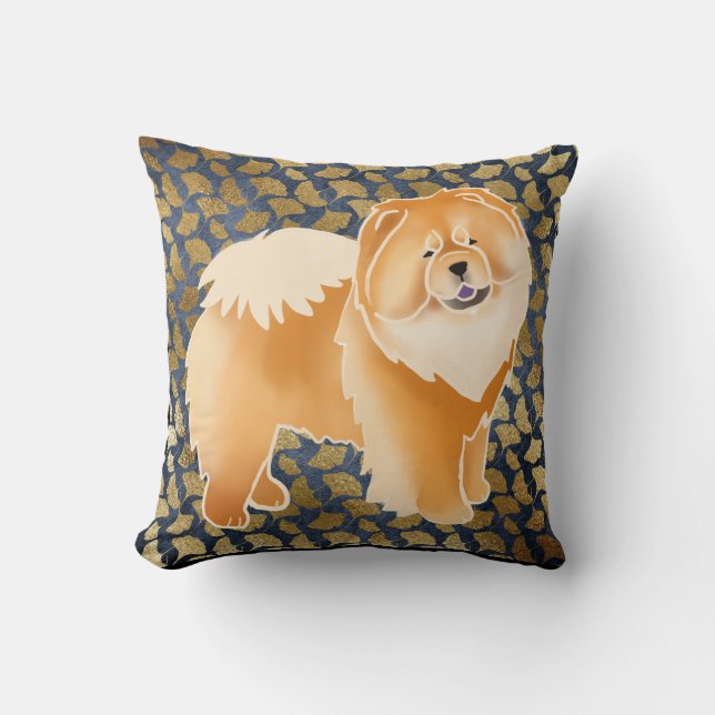 Almohada roja del perro chino del GINKGO - elija (Anverso)