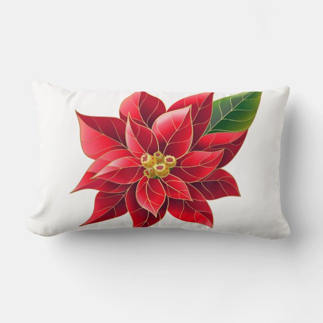 Almohada roja del Poinsettia del día de fiesta del (Anverso)