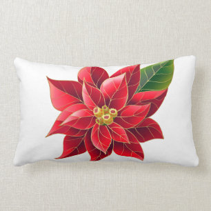 Almohada roja del Poinsettia del día de fiesta del