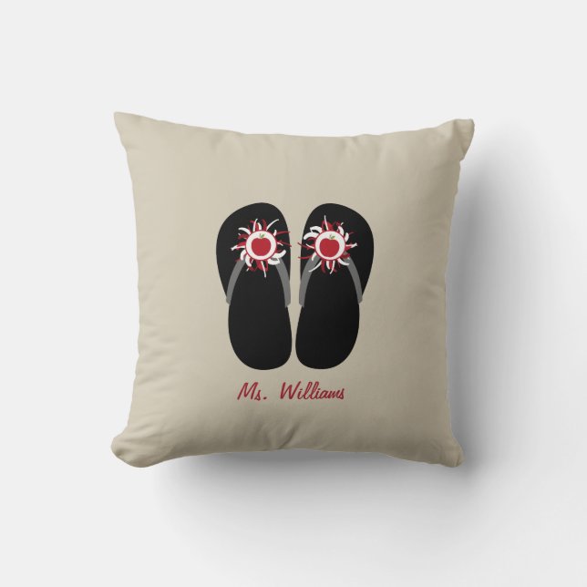 Almohada roja del profesor de los flips-flopes de (Anverso)