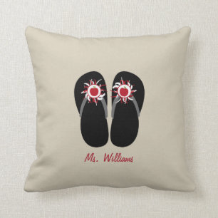 Almohada roja del profesor de los flips-flopes de