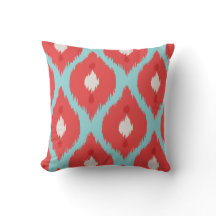 Almohada roja elegante moderna del ikat de la