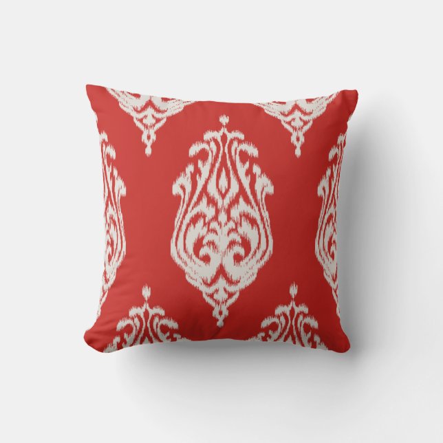 Almohada roja elegante moderna del ikat del (Anverso)