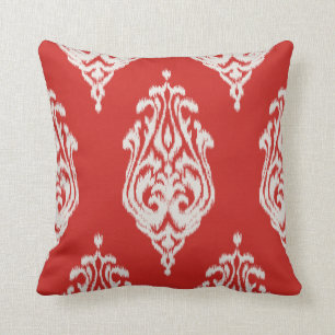 Almohada roja elegante moderna del ikat del