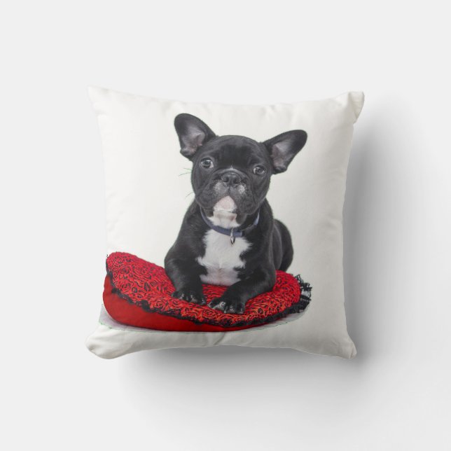 almohada roja francesa de bulldog (Anverso)