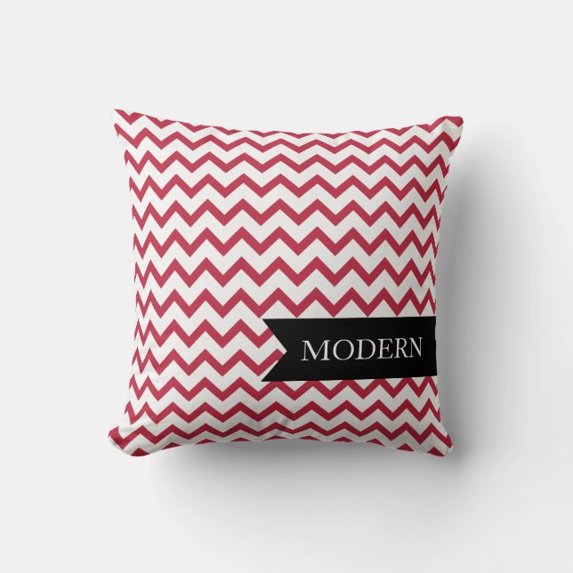 Almohada roja moderna del zigzag (Anverso)