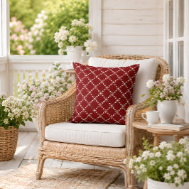 Almohada Roja Profunda con Celosía Elegante de Pun