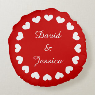 Almohada roja redonda personalizada con forma de c