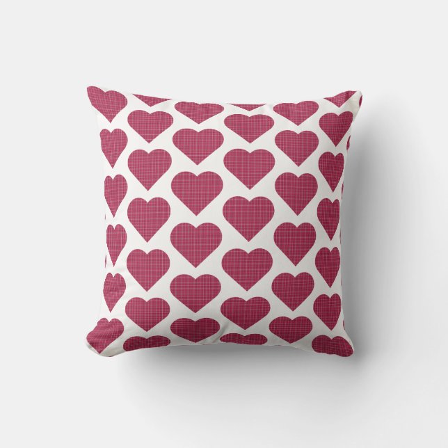 Almohada Roja Rosa Cuadrada en Forma de Corazón  (Anverso)