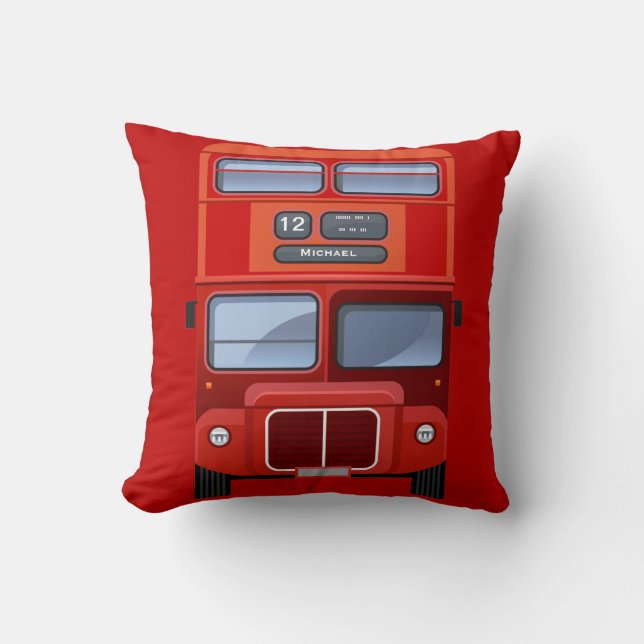 Almohada roja vieja del autobús del autobús de dos (Anverso)