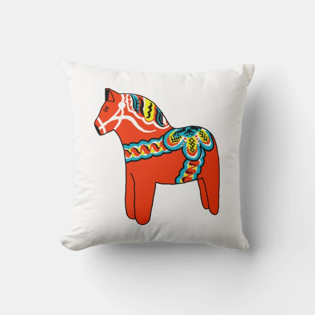 Almohada roja y azul del caballo de Dala (Anverso)