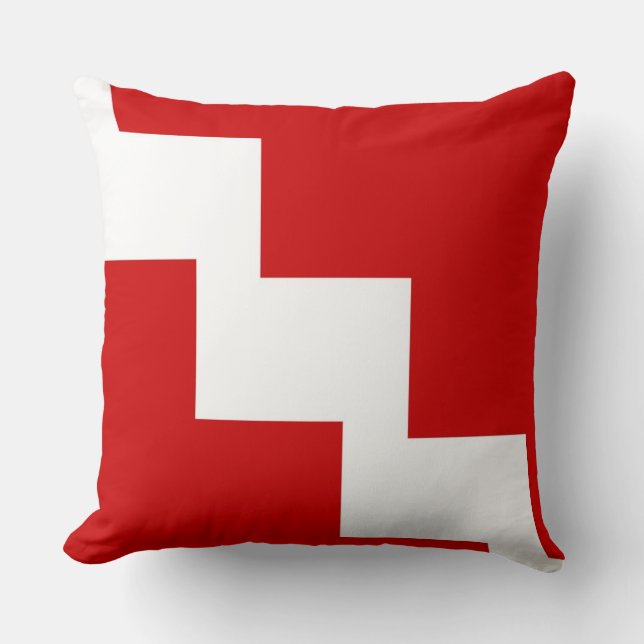 Almohada roja y blanca de Chevron del lanzamiento (Anverso)