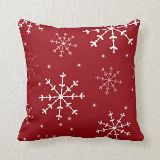 Almohada roja y blanca del copo de nieve