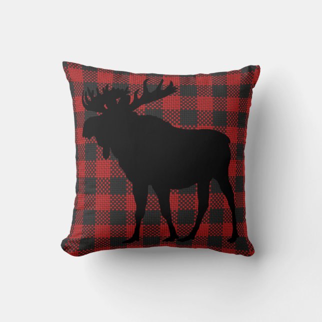 Almohada roja y negra de los alces (Anverso)