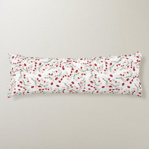 Almohada Romántica blanca con flores rojas