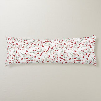 Almohada Romántica blanca con flores rojas