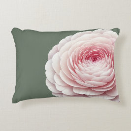 Almohada Romántica de Floral Rosa y Verde Salvia