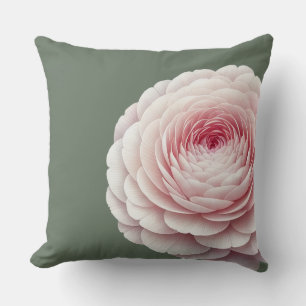 Almohada Romántica de Floral Rosa y Verde Salvia