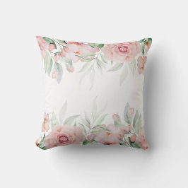 Almohada romántica de flores de acuarela rosa