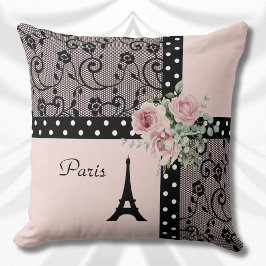 Almohada Romántica de Lunares Rosados París Franci