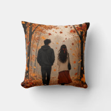 Almohada Romántica de Otoño para Parejas | Bosque