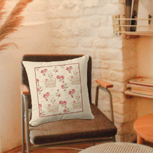 Almohada Romántica de Rosas Vintage Personalizadas