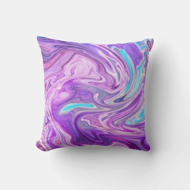 almohada rosa azul y violeta de remolinos (Anverso)