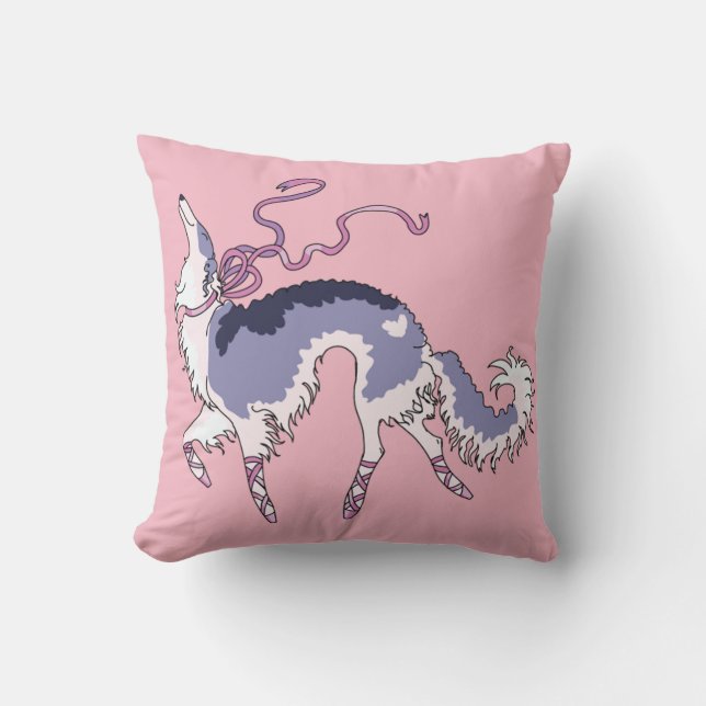 Almohada Rosa Borzoi Ballet (Anverso)