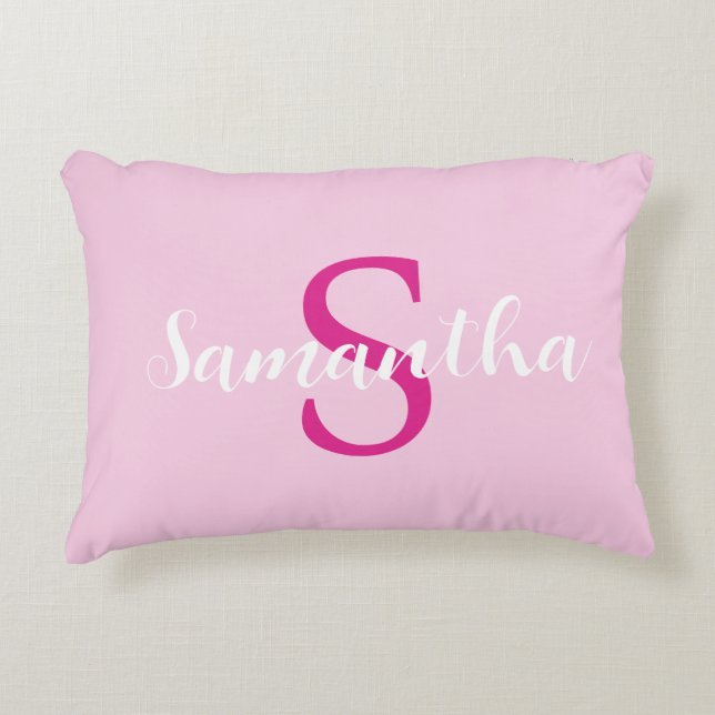 almohada rosa caliente personalizada con nombre in (Anverso)