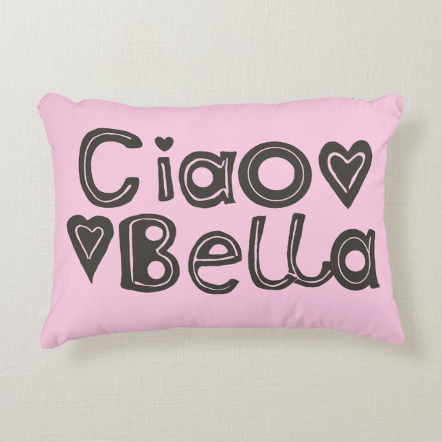 Almohada rosa clara del acento del Ciao Bella (Anverso)